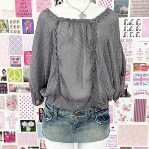 eyeshadow gray swiss dot off shoulder blouse size large